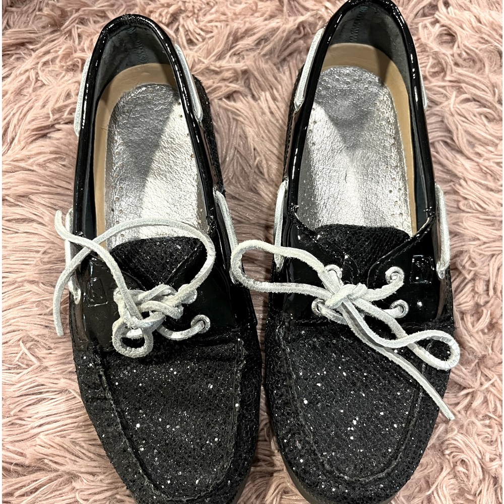 Sperry Sparkle Black Boat Shoes